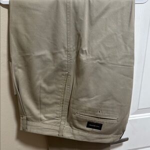Tan Chino Pants with Flat Front Design